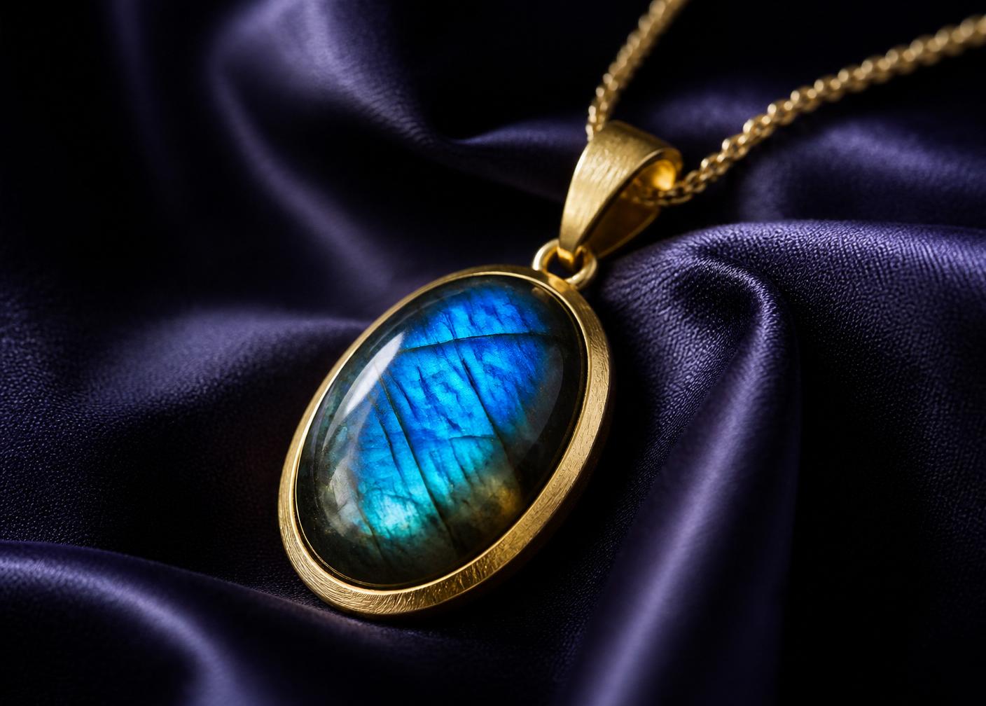 Labradorite pendant with electric blue and green flashes
